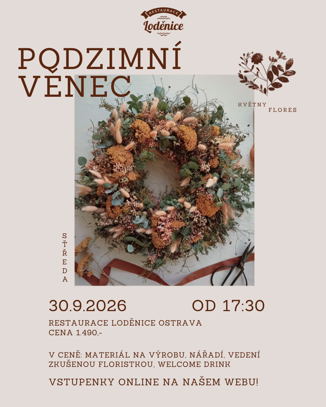 workshop-podzimni-věnec-restaurace-loděnice
